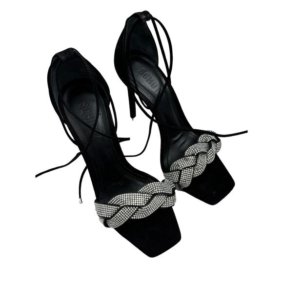 COPY - Schutz Stiletto Heels Braided Rhinestone Open Toe Strappy Glam Elegant S… - Picture 5 of 16